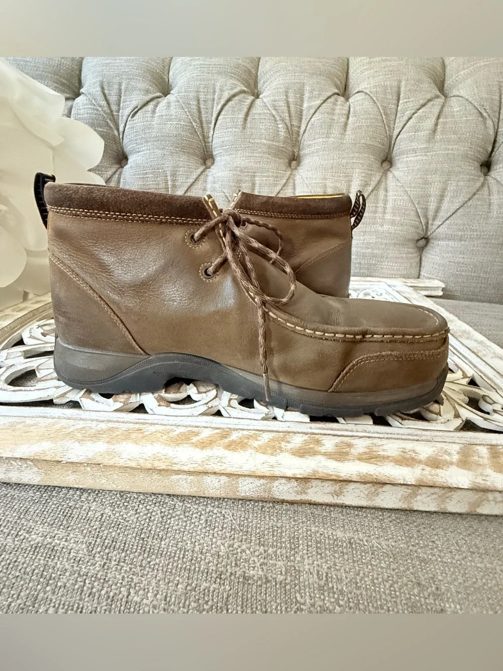 Ariat Composite Toe Brown Leather Men's Chukka Work Shoes Boots 11 Wide